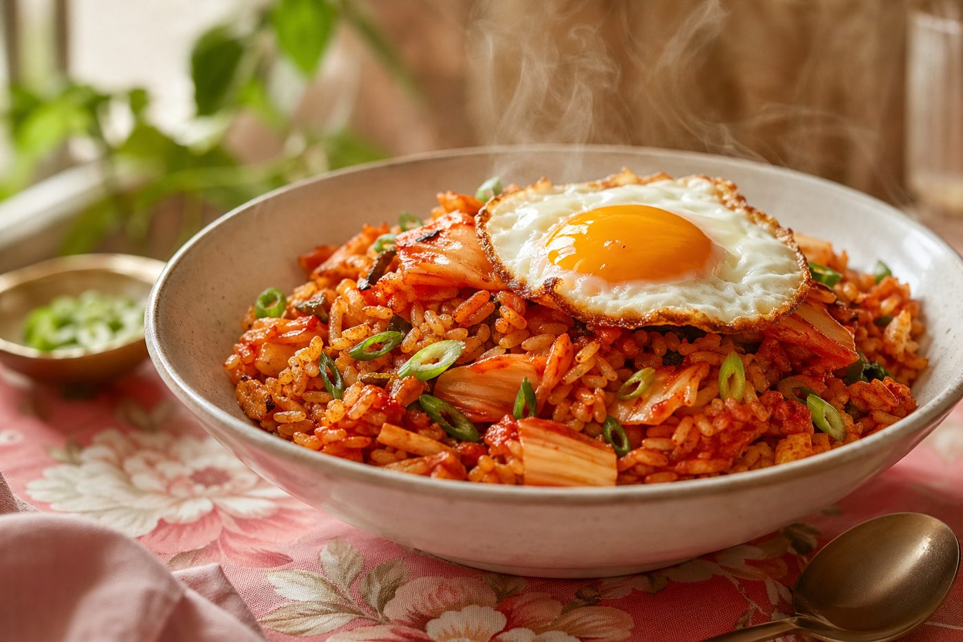Kimchi fried rice with egg
